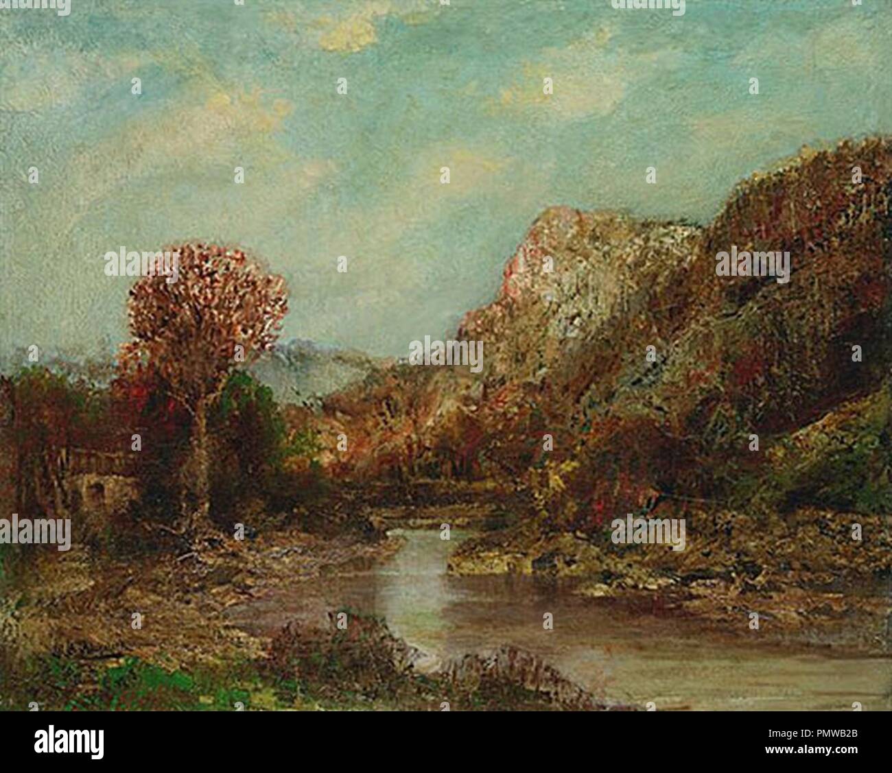 Blakelock Ralph Albert - Fluss in einer Landschaft. Stockfoto