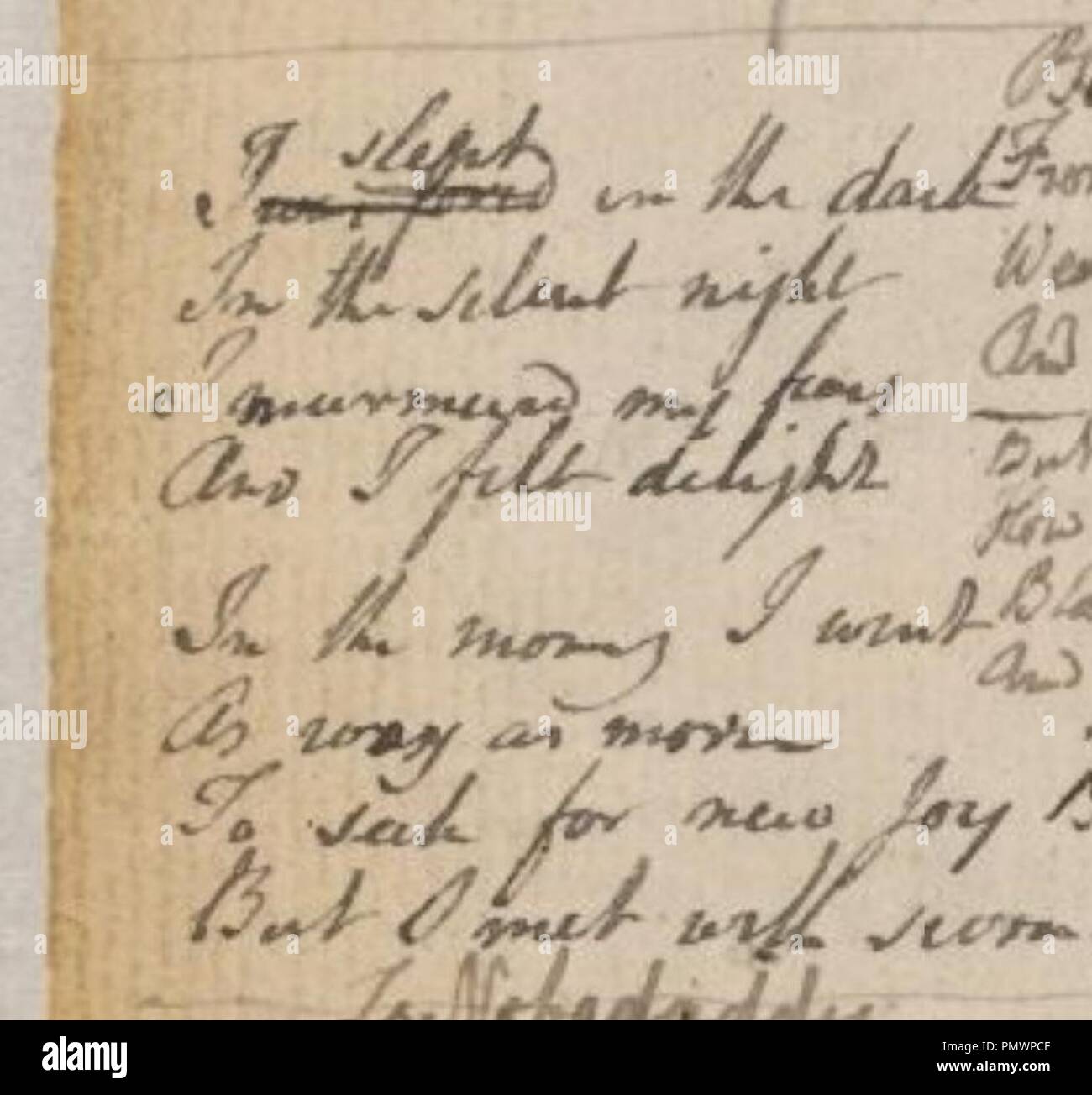 Blake Manuskript - Notebook 20 - Ich schlief in der Dunkelheit. Stockfoto