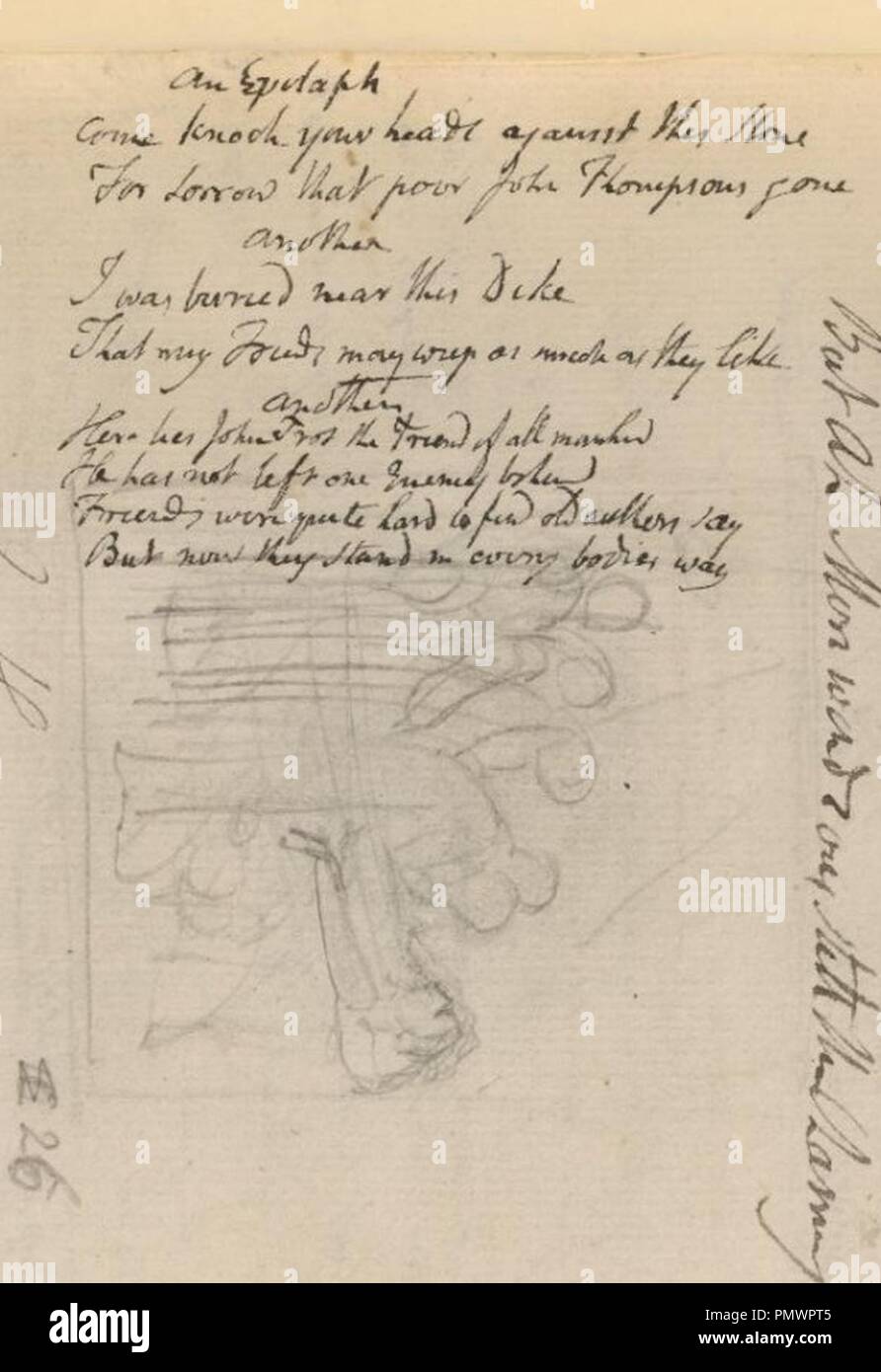 Blake Manuskript - Notebook 1808 - 39-41 Epitaphen. Stockfoto