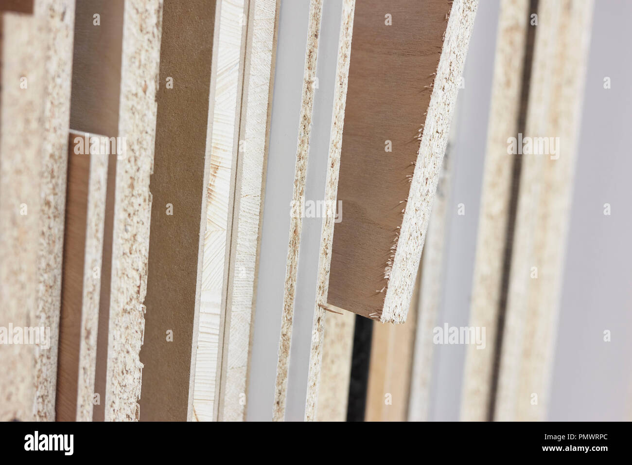 Close up strukturierte Kanten aus Sperrholz Stockfoto