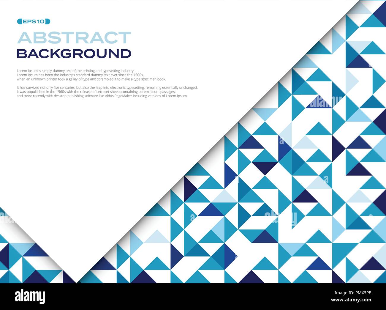 Zusammenfassung von blaues Dreieck Muster geometrische Hintergrund mit Raum, Illustration Vector EPS 10. Stock Vektor