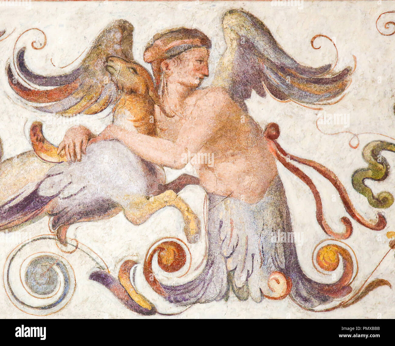 Fresko aus dem 16. Jahrhundert im Innenhof des Palazzo Vecchio in Florenz, Italien Stockfoto