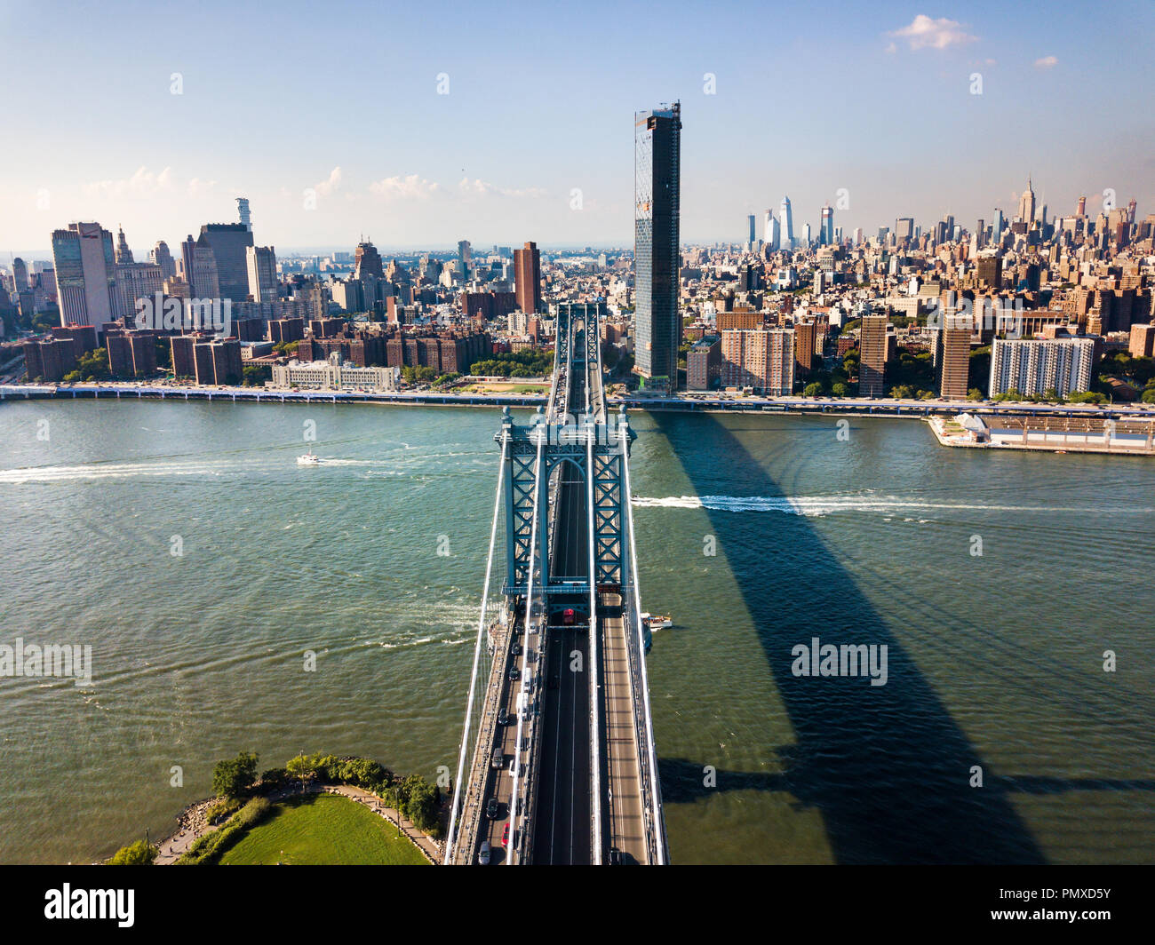 Manhattan Bridge New York City Downtown Luftaufnahme Stockfoto