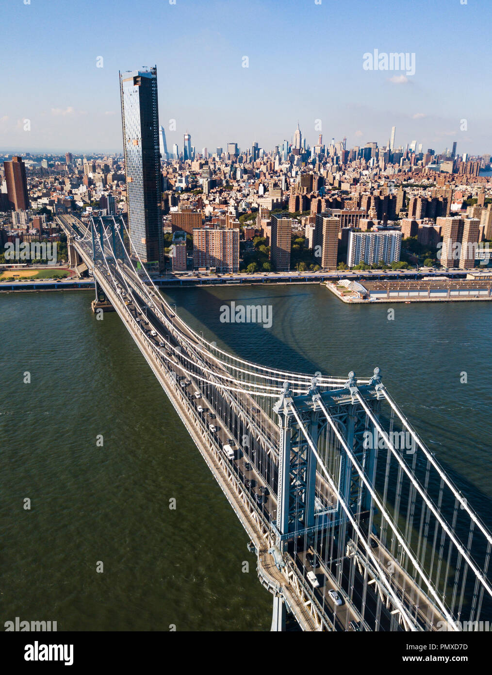 Manhattan Bridge New York City Downtown Luftaufnahme Stockfoto