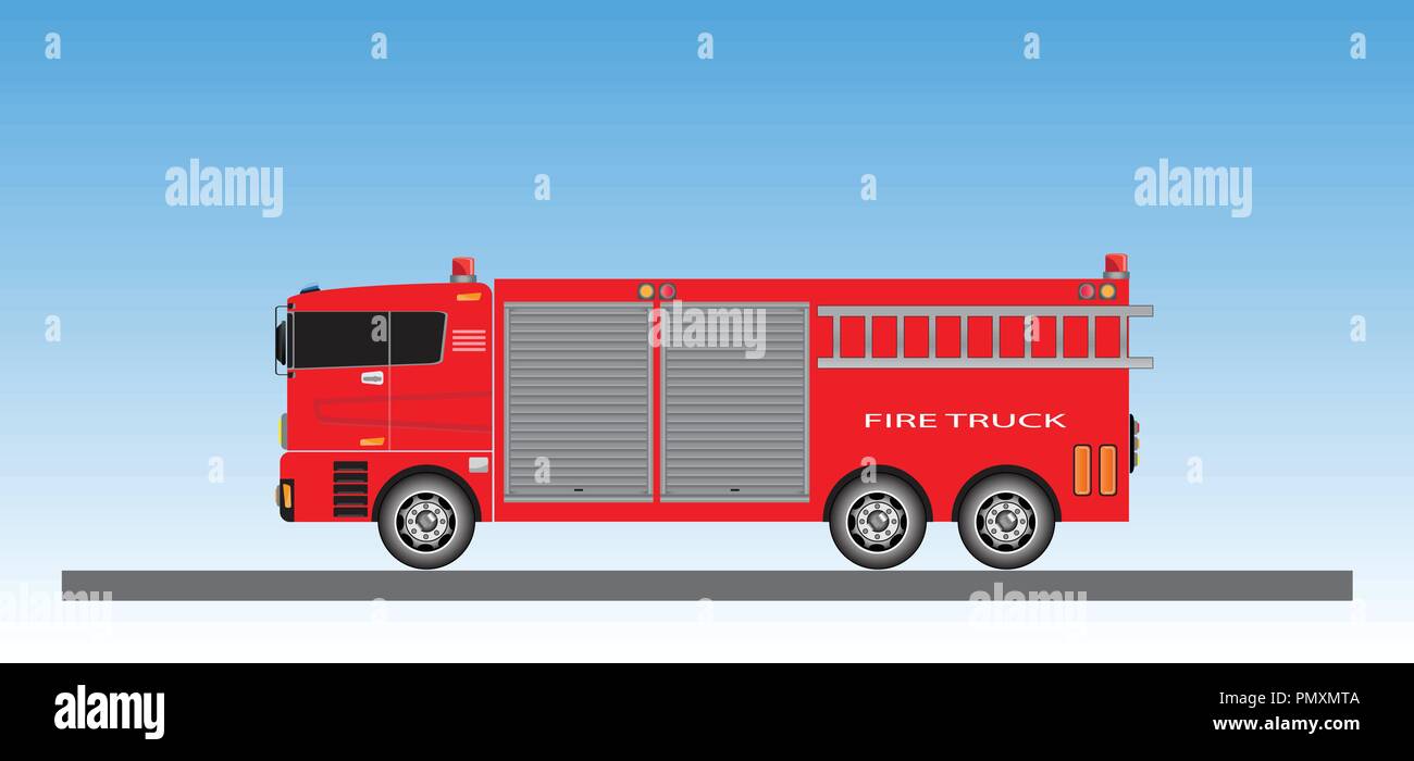 Fire Truck auf blauen Himmel Hintergrund Vektor Stock Vektor