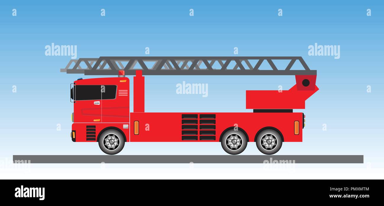 Fire Truck auf blauen Himmel Hintergrund Vektor Stock Vektor