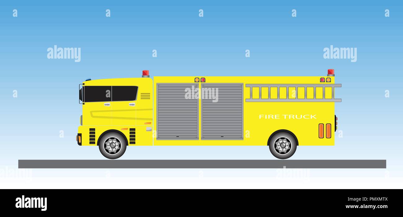 Fire Truck auf blauen Himmel Hintergrund Vektor Stock Vektor
