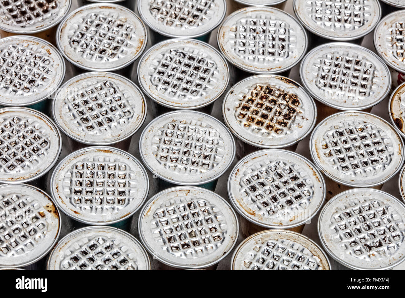 Verwendet caffee Kapsel makro Bild Hintergrund Stockfoto