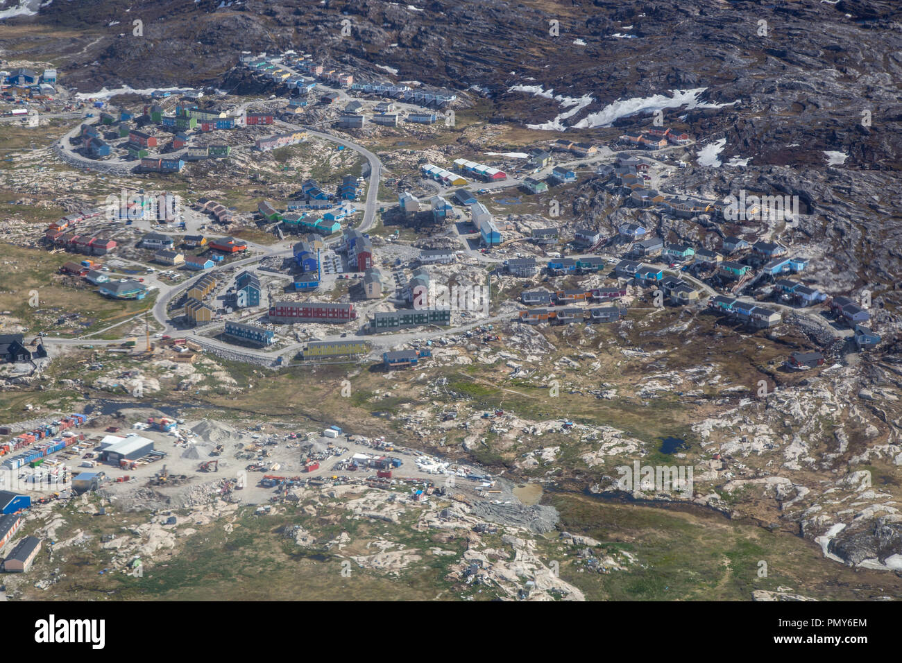 Luftaufnahme von Ilulissat, Grönland Stockfoto