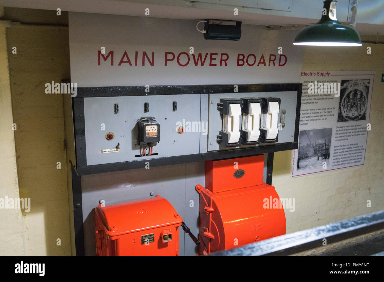 Liverpool Exchange Flaggen westlicher Ansätze HQ IM ZWEITEN WELTKRIEG Zweiten Weltkrieg Derby House Museum bunker Zitadelle Festung Zitadelle Festung alten Main Power Board Stockfoto