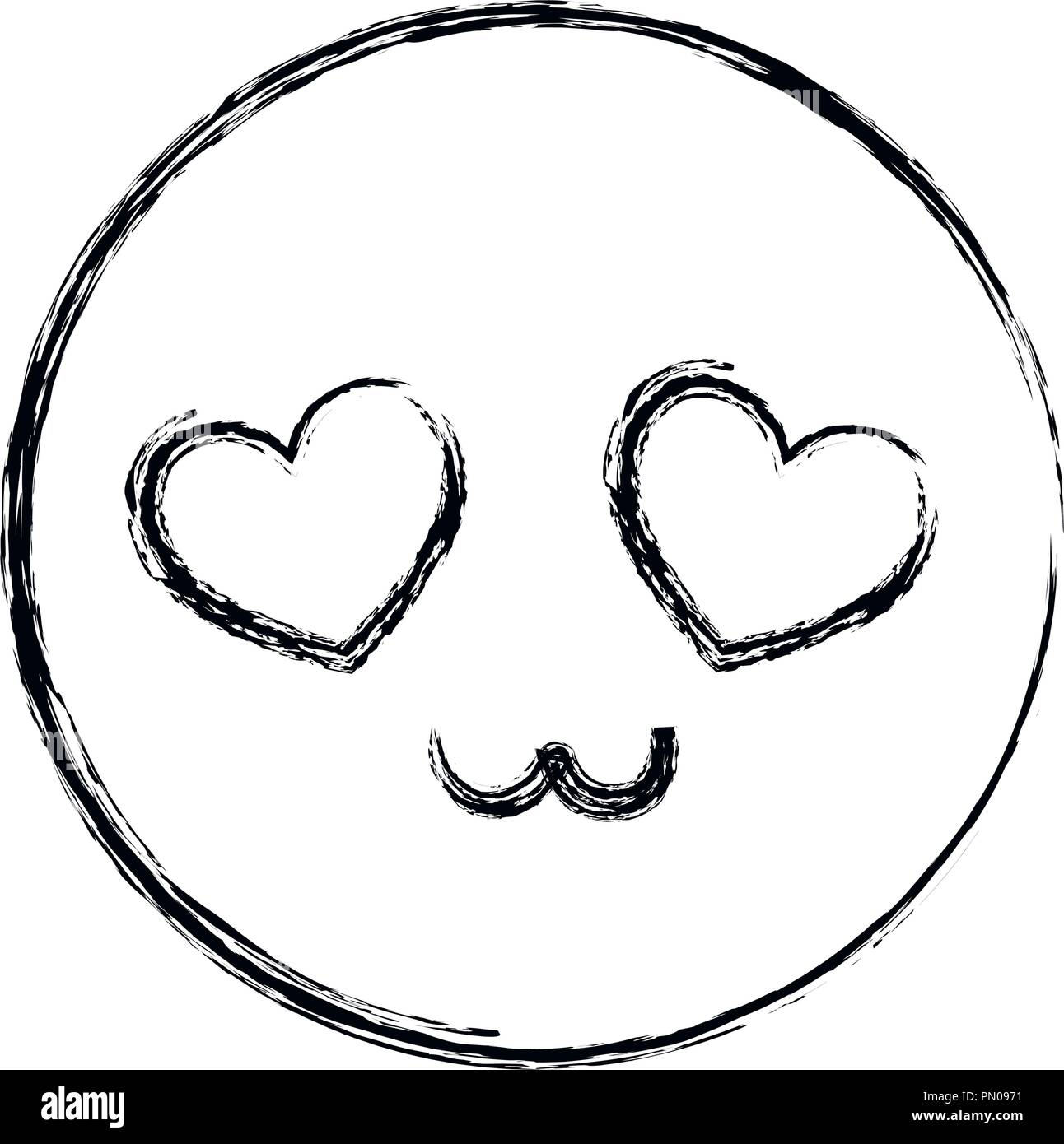 Glückliches lächeln Emoticon herzen Auge liebe Vector Illustration Hand Zeichnung Stock Vektor