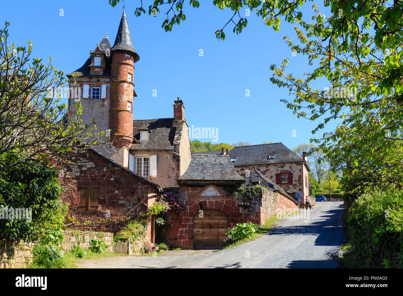 Frankreich, Correze, Dordogne Tal, Collonges La Rouge, Les Plus beaux villages de France (Schönste Dörfer Frankreichs), Dorf bui Stockfoto