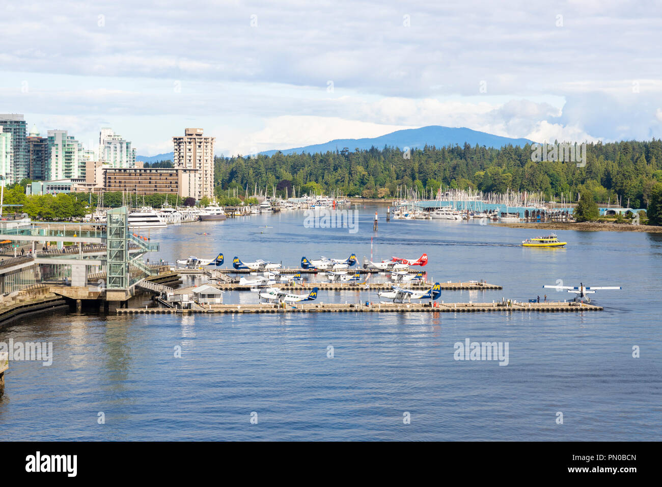 Floatplanes im Hafen in Vancouver, British Columbia, Kanada Stockfoto