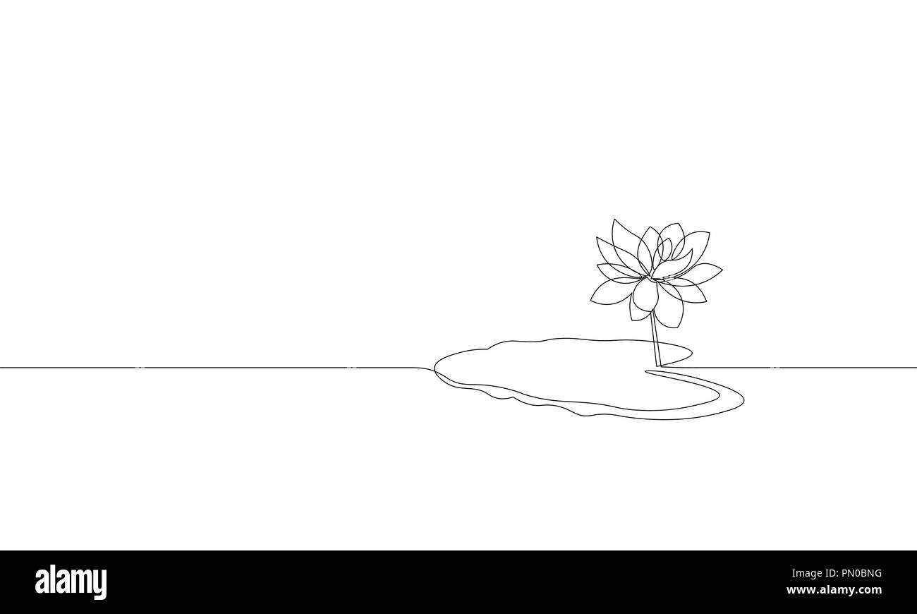Eine durchgehende Linie kunst Lotus Blüte blatt Silhouette. Natur Wasser Ökologie der Pflanzen leben Schönheit Konzept. Blumenschmuck element Design eine Skizze Maßbild Vector Illustration Stock Vektor