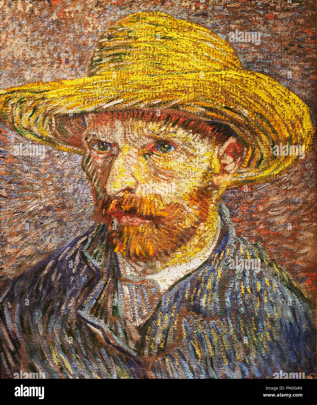 Van Gogh Selbstporträt, 'Selbst-Porträt mit Strohhut', 1887 Stockfoto