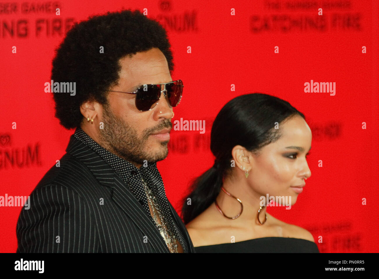 Lenny Kravitz und Zoe Kravitz an den US Premiere von lionsgate's "Der Hunger Games: Feuer fangen". Ankünfte am Nokia Theater LA Live in Los Angeles, CA, 18. November 2013 statt. Foto von Joe Martinez/PictureLux Stockfoto