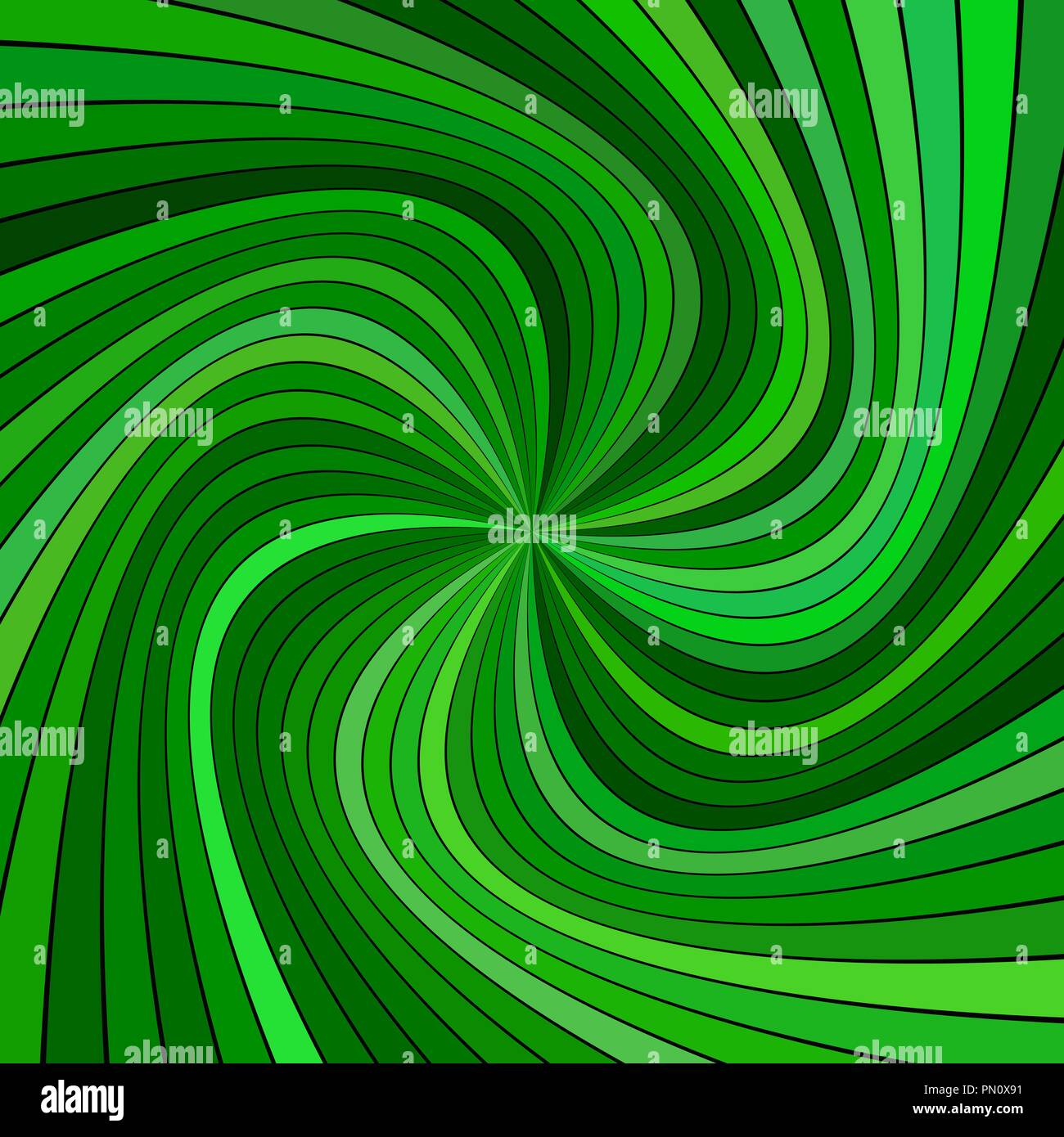 Grüne abstrakte psychedelischen Spirale ray Burst stripe Hintergrund Stock Vektor