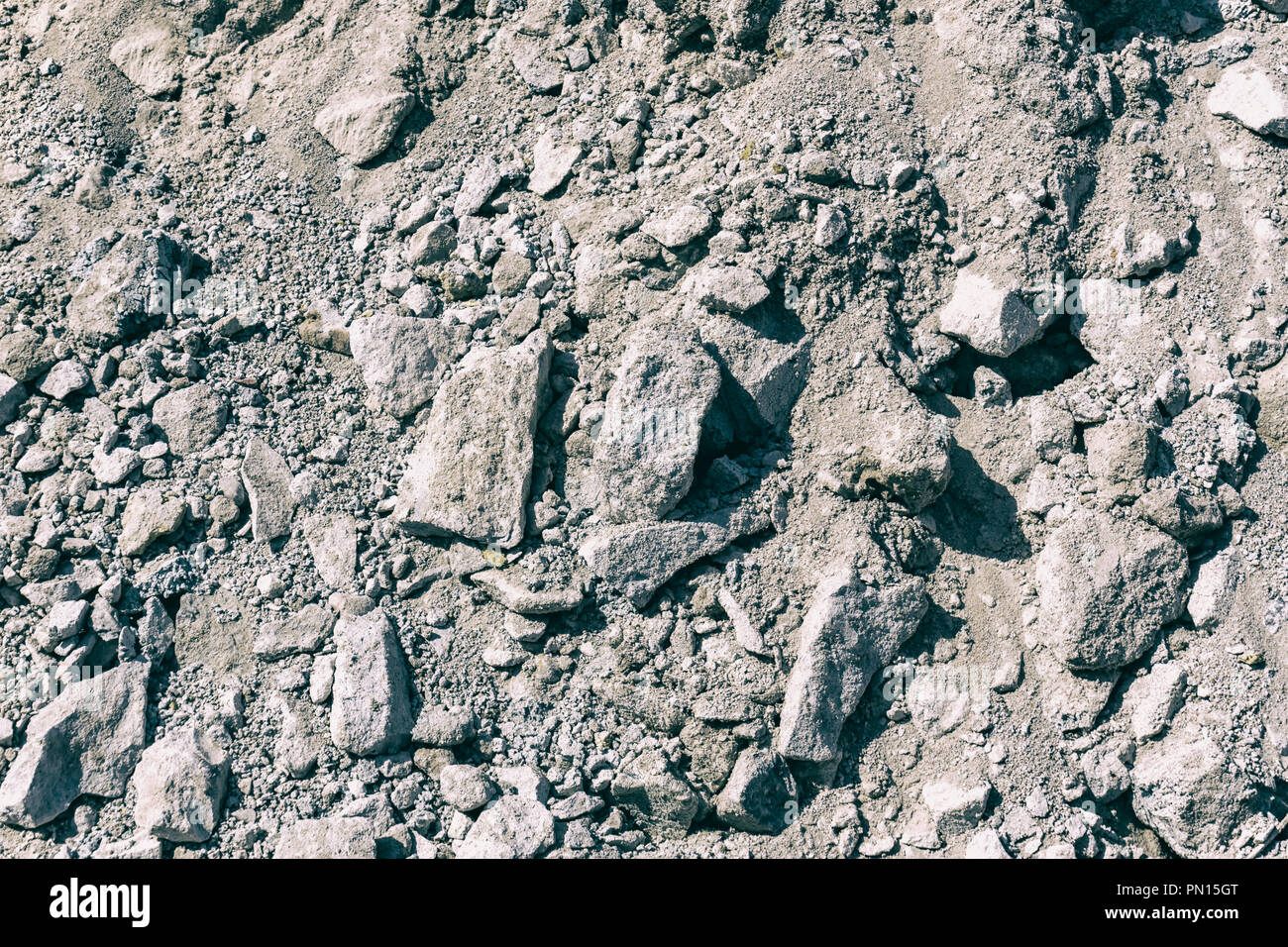 Berlin, Deutschland, 28. Juli 2018: Full Frame Nahaufnahme von Schutt auf der Baustelle Stockfoto