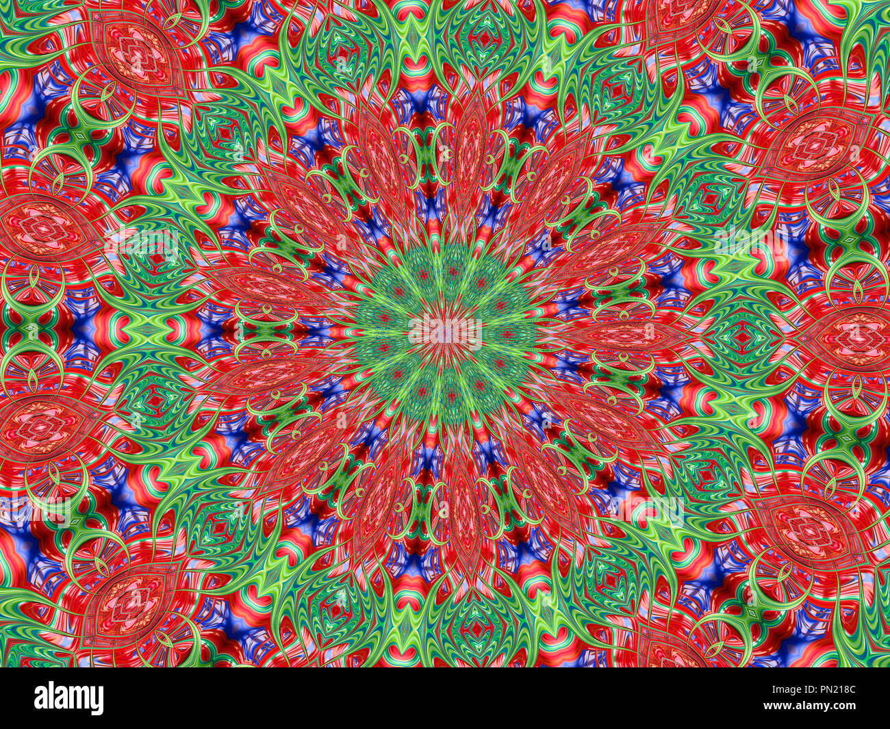 Grüne und rote Kaleidoskop Hintergrund Stockfoto