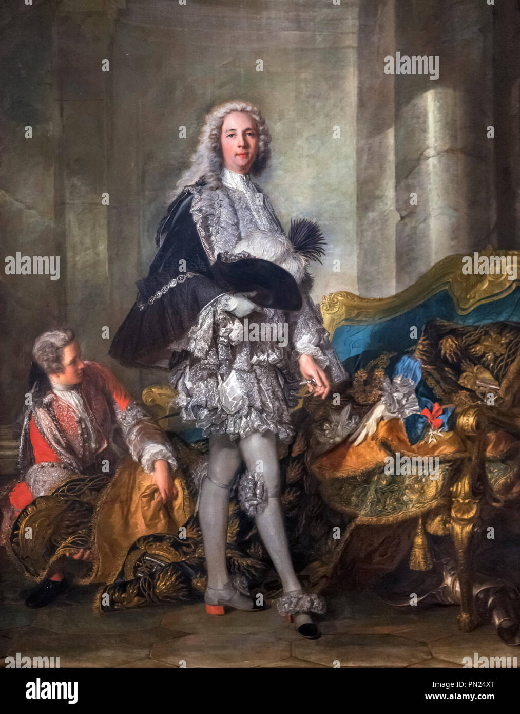 Portrait von Marschall von Frankreich (Marechal) Louis François Armand de Vignerot du Plessis, Herzog von Richelieu (1696-1788) von Jean-Marc Nattier, Öl auf Leinwand, 1732 Stockfoto