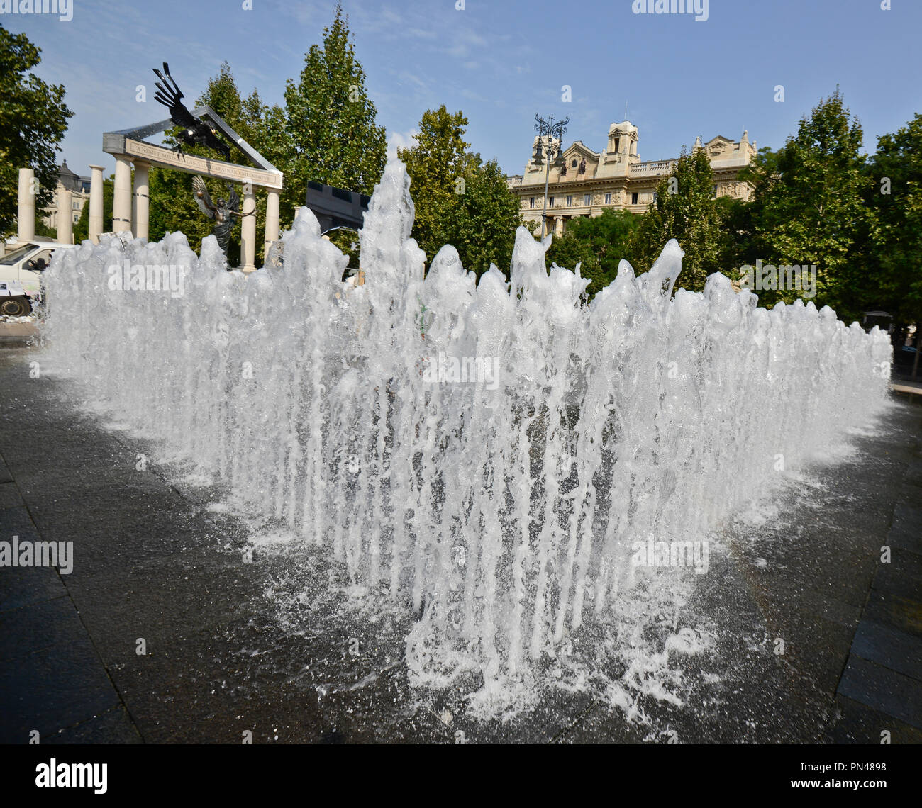 Gedenkstätte für die Opfer der deutschen Besatzung. Szabadság Platz, Budapest, Ungarn Stockfoto