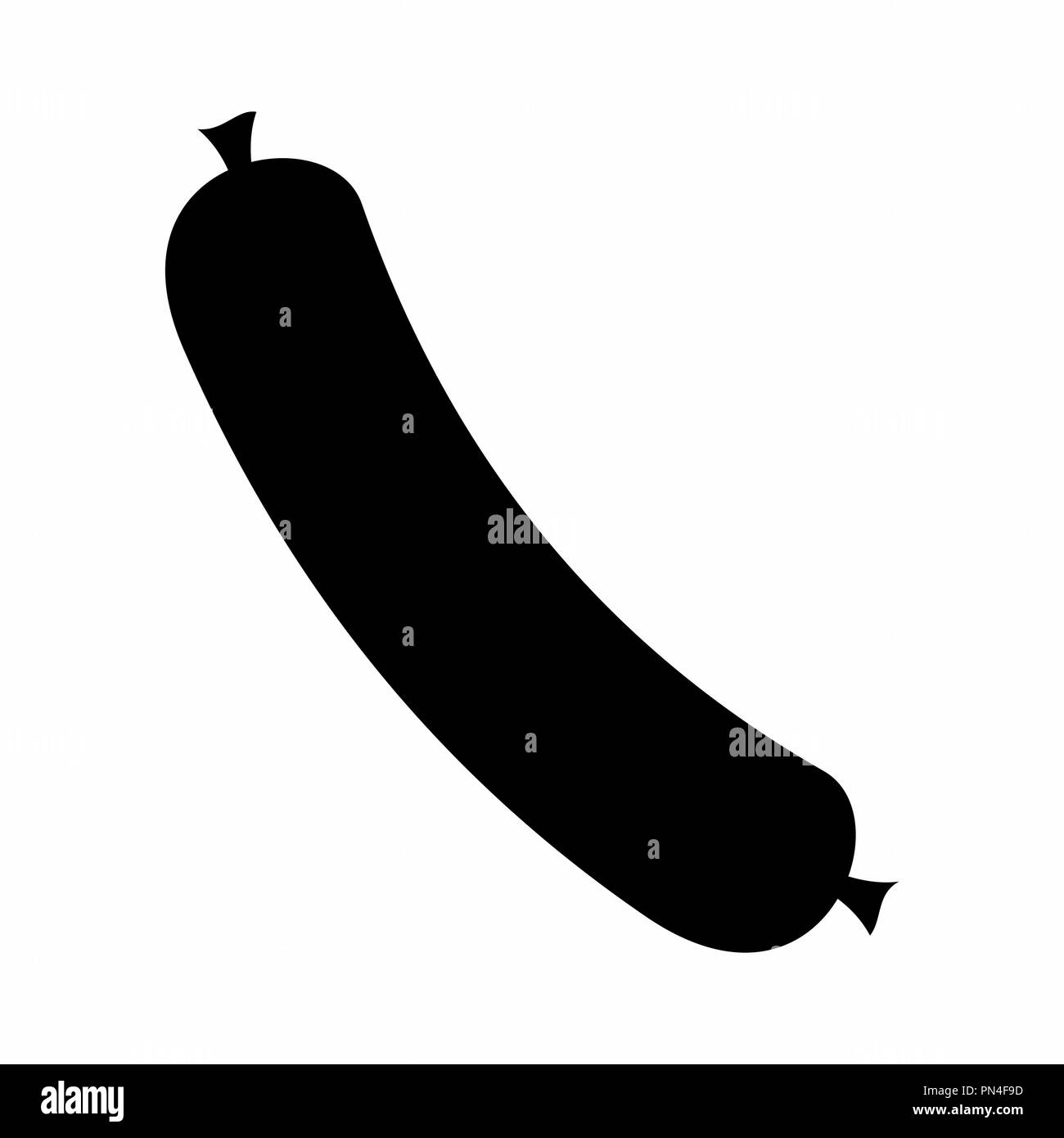 Dunkle Silhouette einer Wurst auf weißem Hintergrund Stock Vektor