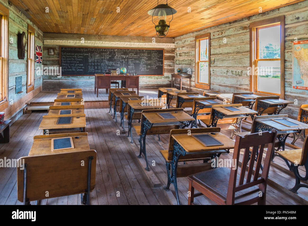 Historische Raum-schulhaus bei O'Keefe Ranch in der Nähe von Vernon, BC, Kanada Stockfoto