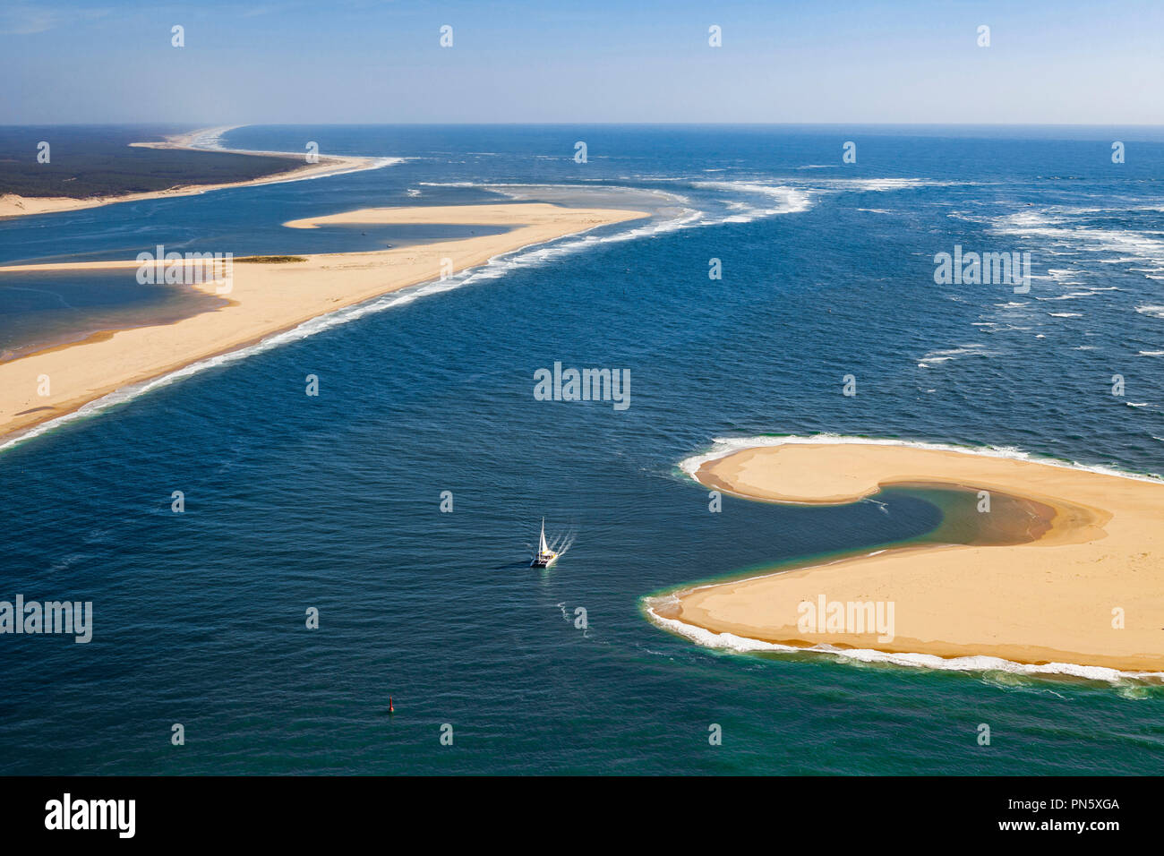 Luftaufnahme der "Banc d'Arguin" Sandbank in der Bucht von Arcachon (nicht für Postkarte Produktion verfügbar) Stockfoto