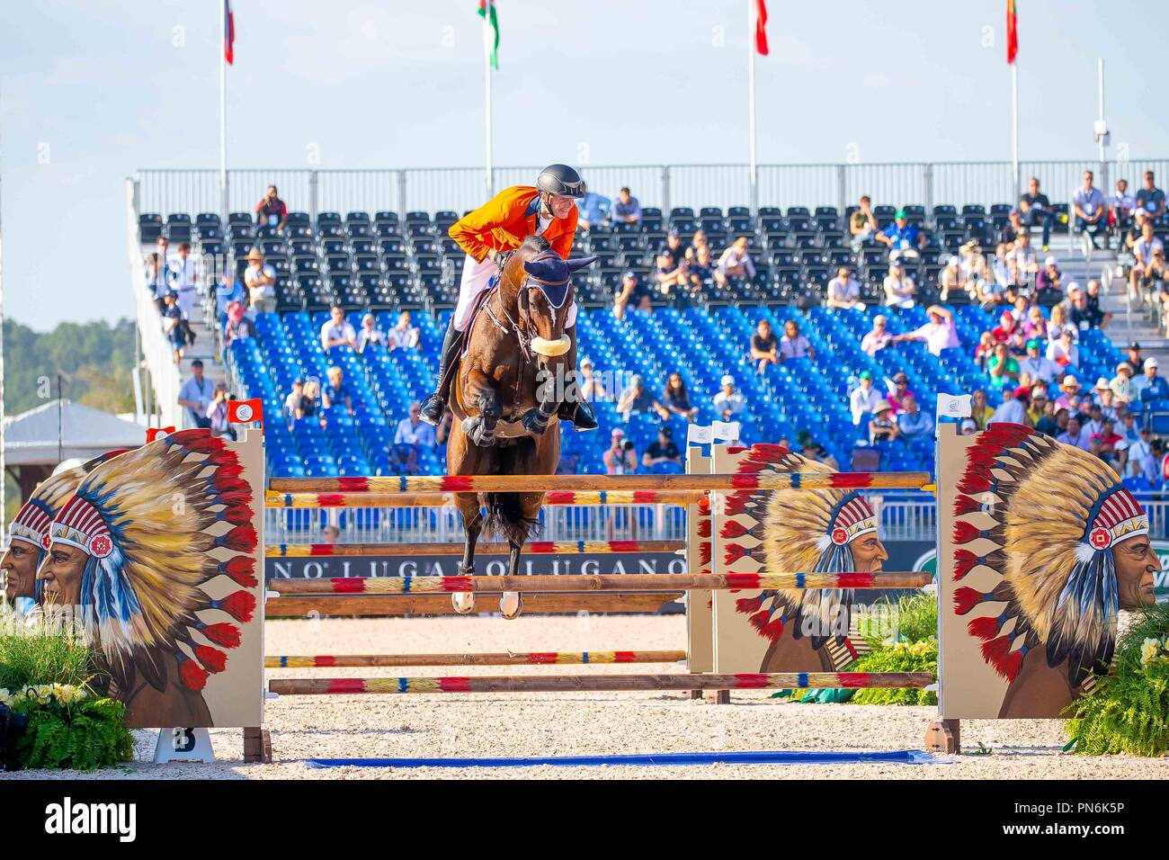 Tryon, Kalifornien, USA. Sept 2018 19. Frank Schuttert Reiten der Chianti Meister. NED. FEI World Team & Individuelle Jumping Championships. Erste Konkurrenz. Shiowjumping. 1,55 m. Tabelle C. Tag 8. World Equestrian Games. WEG 2018 Tryon. North Carolina. USA. 19.09.2018. Credit: Sport in Bildern/Alamy leben Nachrichten Stockfoto