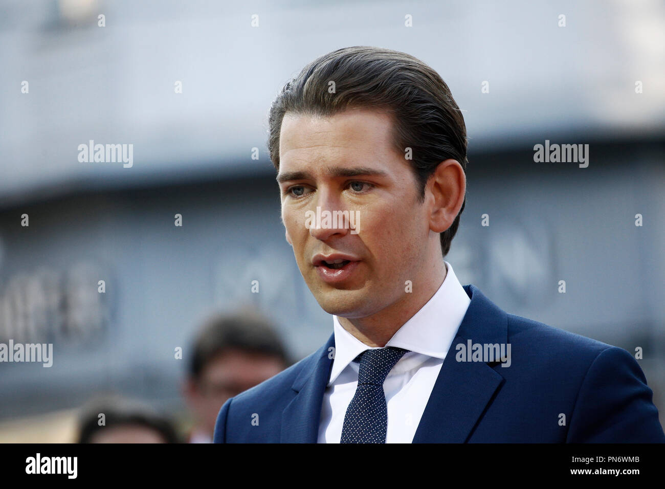 Salzburg, Österreich 20. Sep 2018. Der österreichische Kanzler Sebastian Kurz kommt für ein informelles Treffen der 28 Staats- und Regierungschefs. Credit: ALEXANDROS MICHAILIDIS/Alamy leben Nachrichten Stockfoto