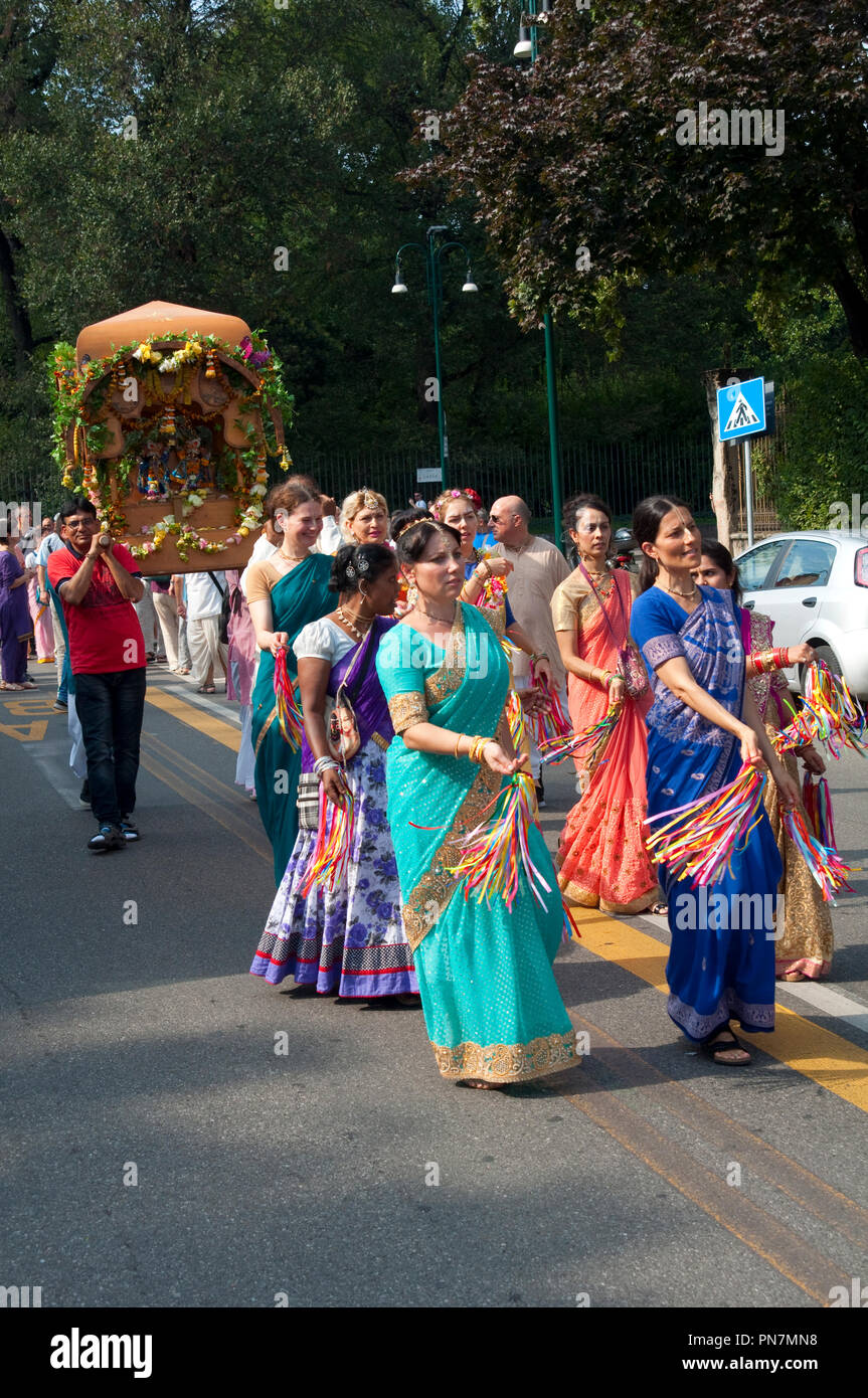 08.September 2018 - Italien, Lombardei, Mailand, Hare Krishna, Ratha Yatra Sri Jagannath das Festival der Wagen Stockfoto