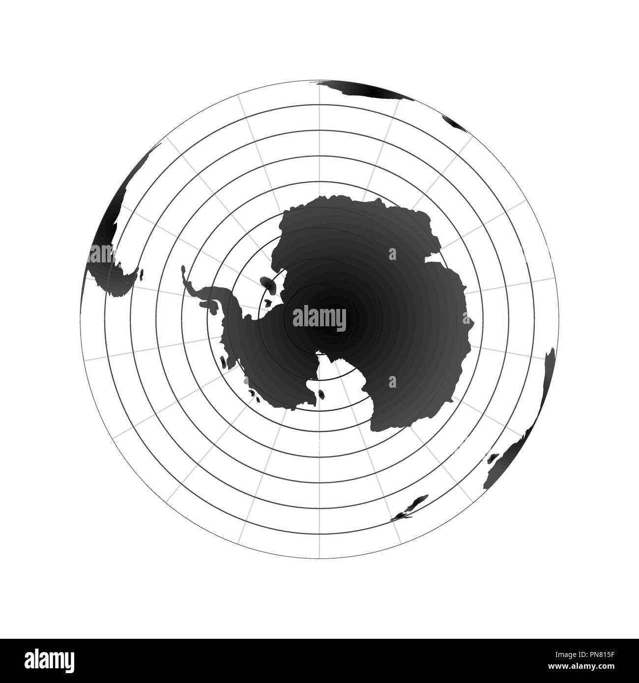 Antarktis Nordpol Globus Hemisphäre. Welt Karte Blick aus dem Weltall auf Weiß Stock Vektor