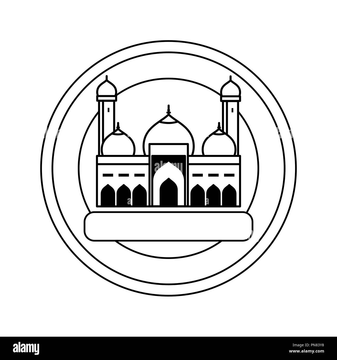 Moschee Logo im Kreis, isolieren Sie auf weißem Hintergrund - Vektor ein futuristisches Design. Stock Vektor