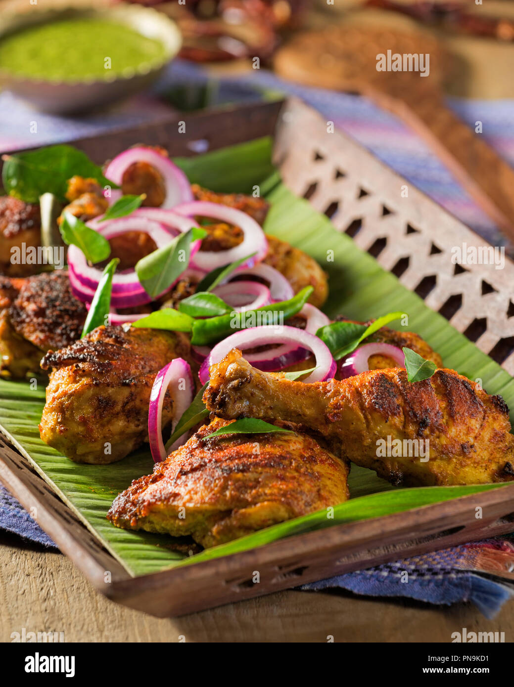Chettinad gebratenes Huhn. South India Essen Stockfoto