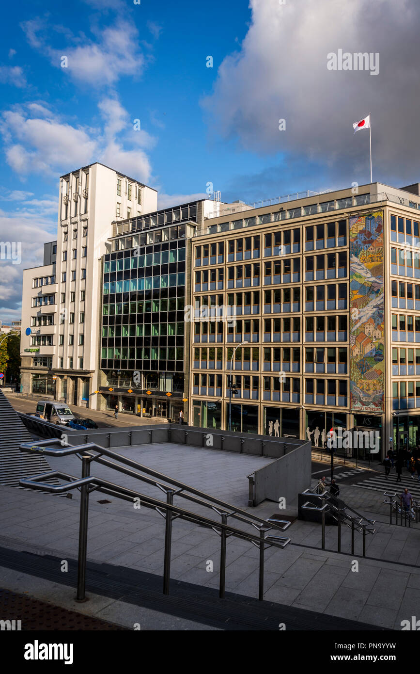 Regierung Bürogebäude mit Mosaik im Zentrum von Oslo, Norwegen Stockfoto