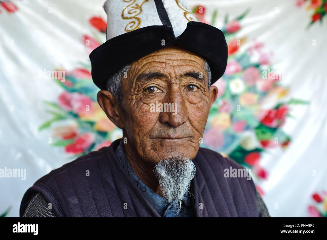 Mann von der Kirgisischen ethnische Gruppe (Kirgisistan). Stockfoto