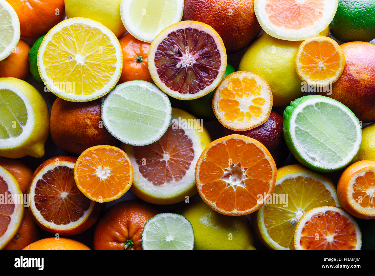 Mix aus verschiedenen Zitrusfrüchten closeup Stockfoto