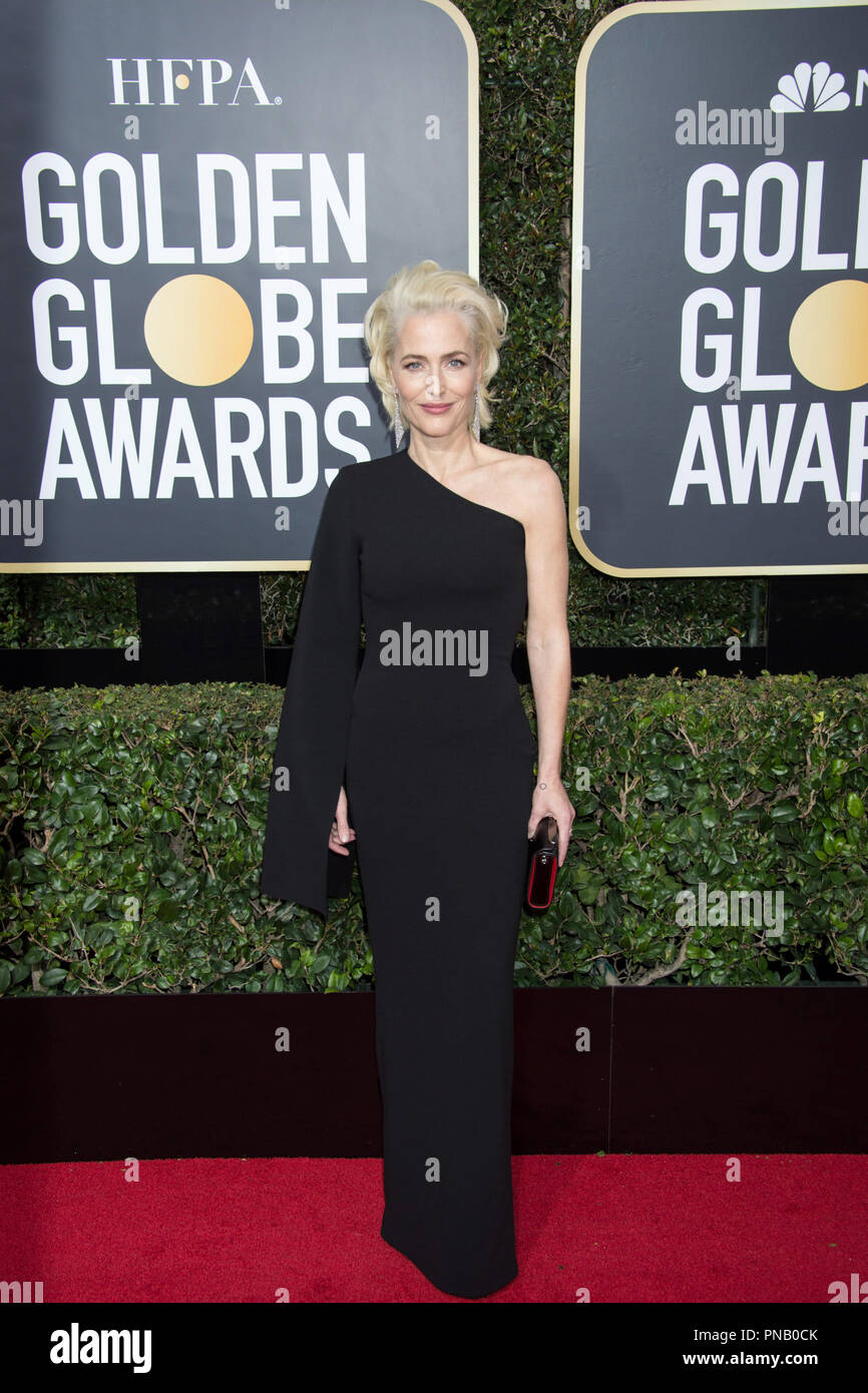 Gillian Anderson kommt an der 75th jährliche Golden Globe Awards im Beverly Hilton in Beverly Hills, CA am Sonntag, 7. Januar 2018. Stockfoto
