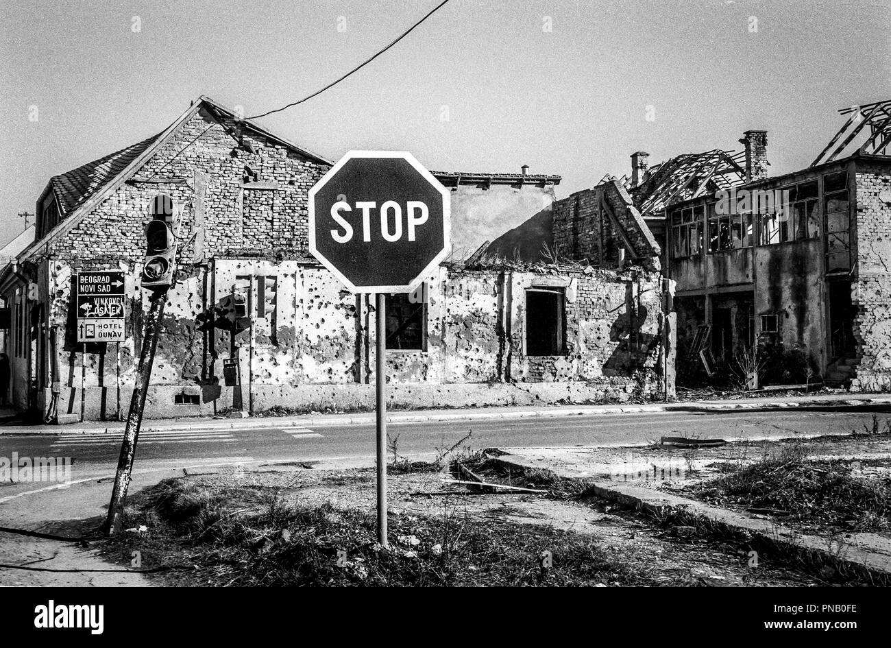 Der Balkan hinterließen ihre Spuren in der Stadt Vukovar. Vukovar Nickname des "Kroatischen Stalingrad" aus der Serbischen verwüstet werden Stiele dominierten Armee in den frühen Tagen des kroatischen Krieg für die Unabhängigkeit von den ex-Jugoslawien. Er erlitt drei Monate langen Belagerung vor der von serbischen Truppen im November 1991 erfasst werden. Stockfoto