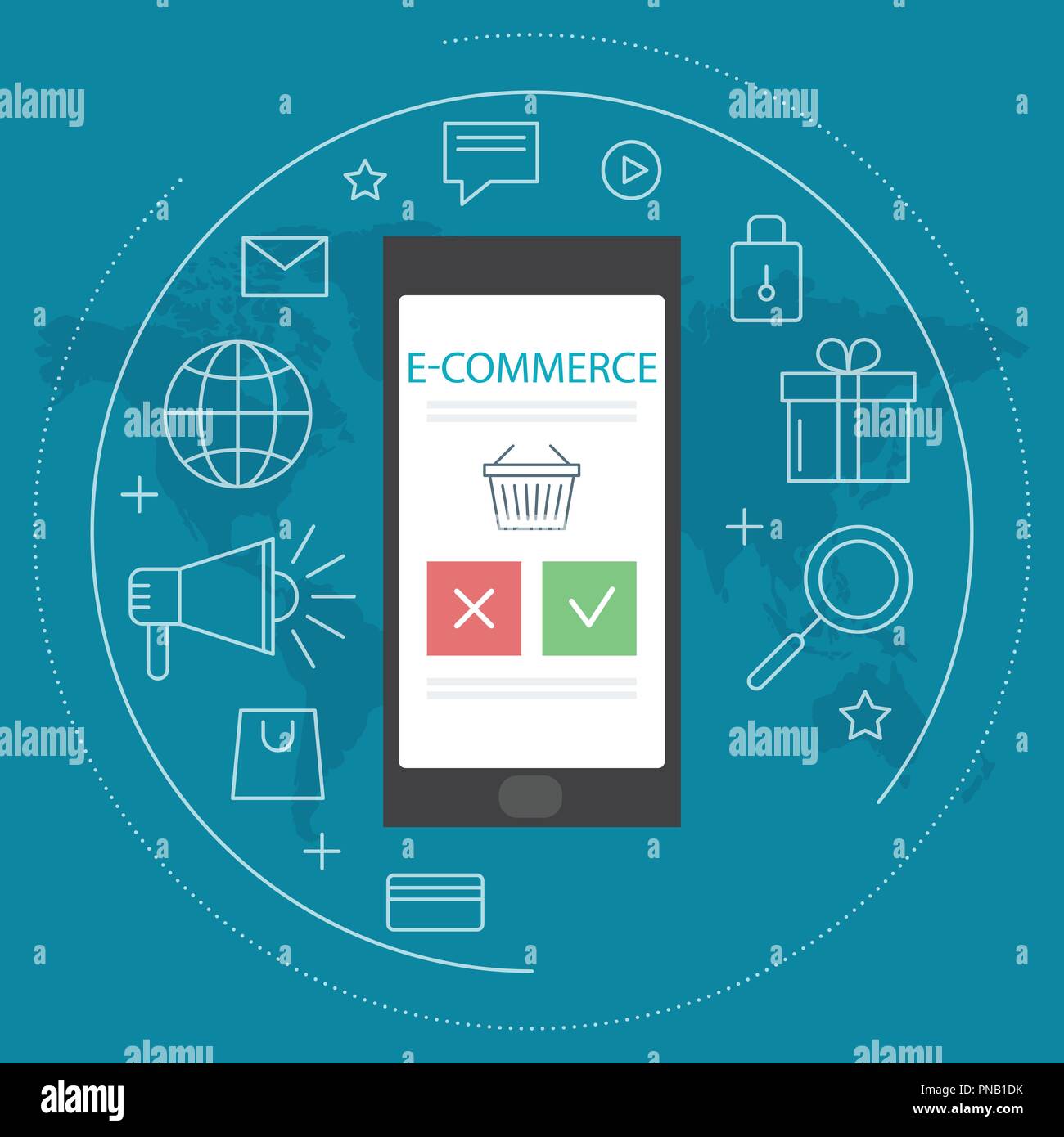 E-Commerce, Pay Online und Online Shopping Konzept. Flache isometrische 3D-Design Stock Vektor
