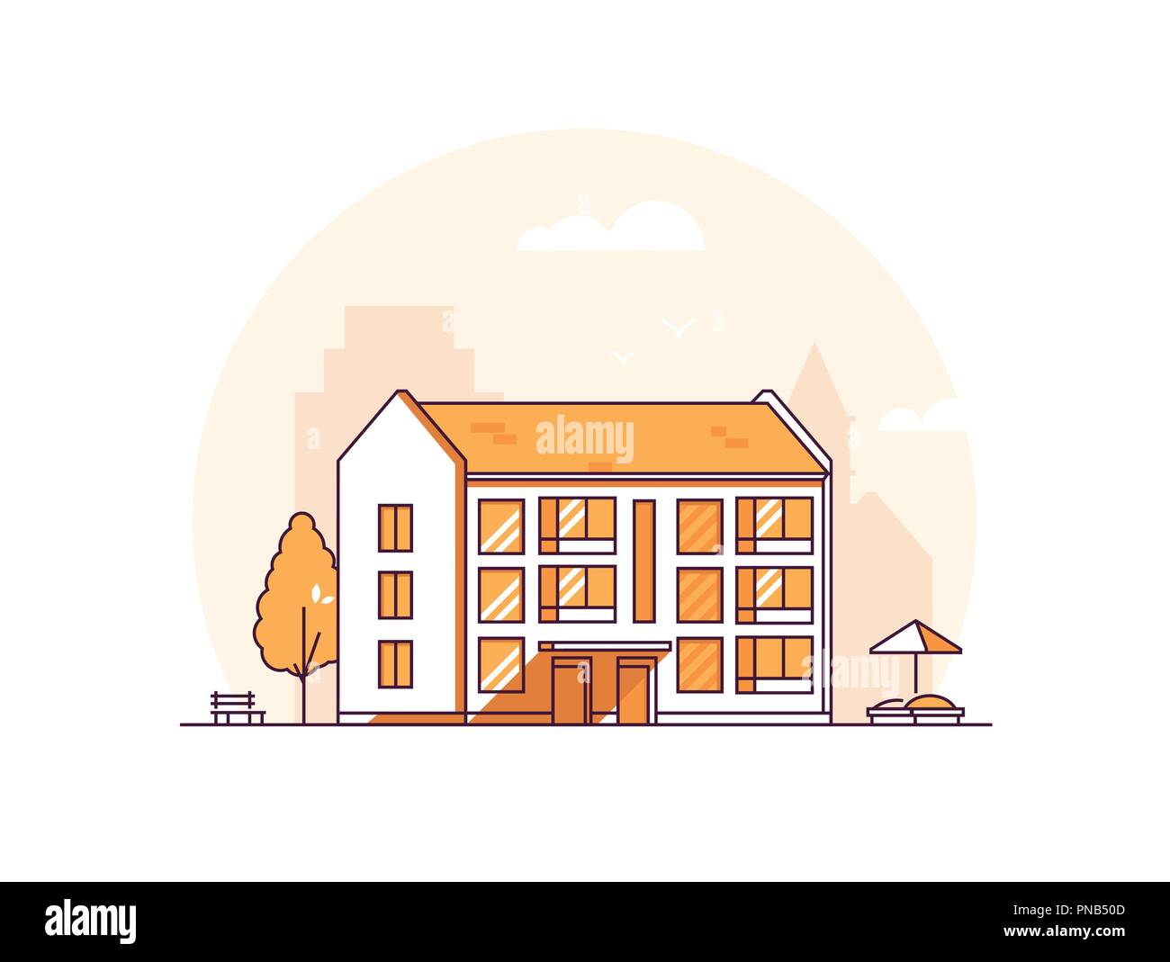Apartment House - Moderne thin line Design Vector Illustration Stock Vektor
