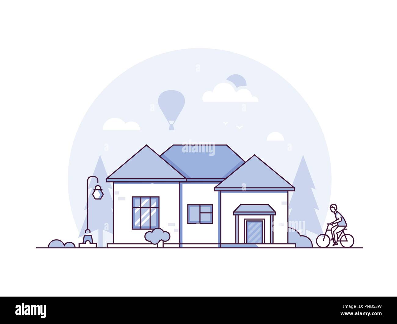 Bauernhof Landschaft - Moderne thin line Design Vector Illustration Stock Vektor