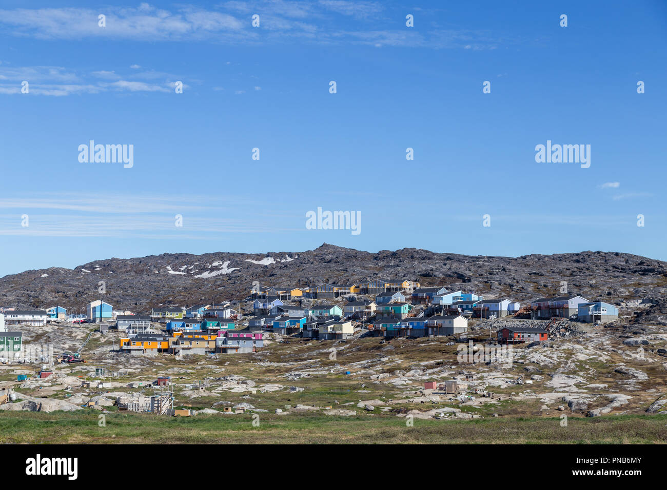 Bunte Häuser in Ilulissat, Grönland Stockfoto