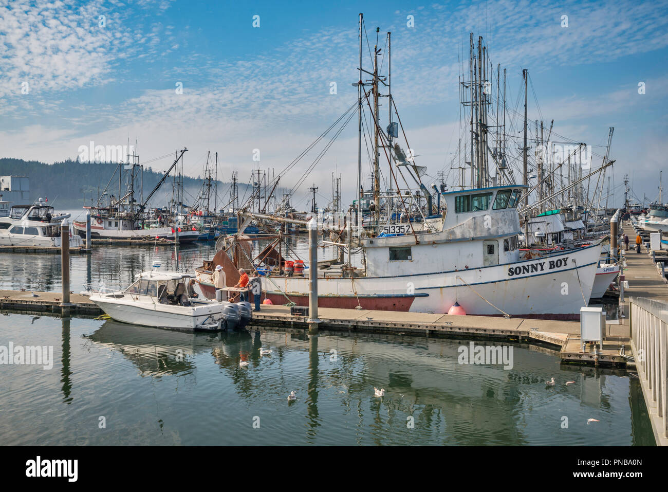 Fischerboote in der Makah Marina, Hafen von Neah Bay, Makah Indianer