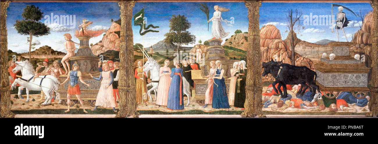 Die Triumphe von Petrarca. Datum/Zeit: Ca. 1500. Malerei. Ölfarbe auf Systemsteuerung. Autor: GIROLAMO DA CREMONA. Stockfoto