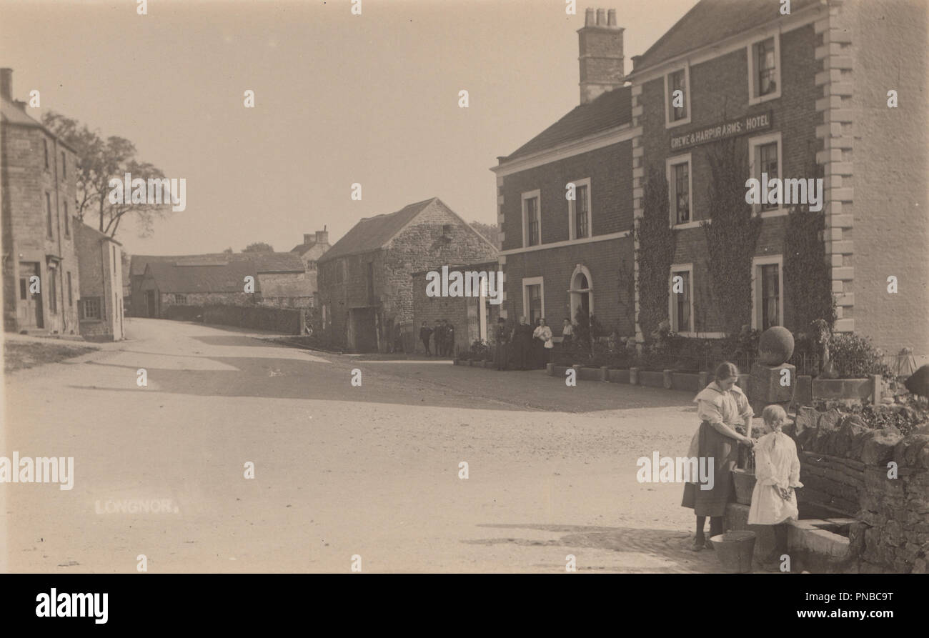 * Vintage Foto, die Crewe & Harpur Arms Hotel in Longnor, Staffordshire Stockfoto