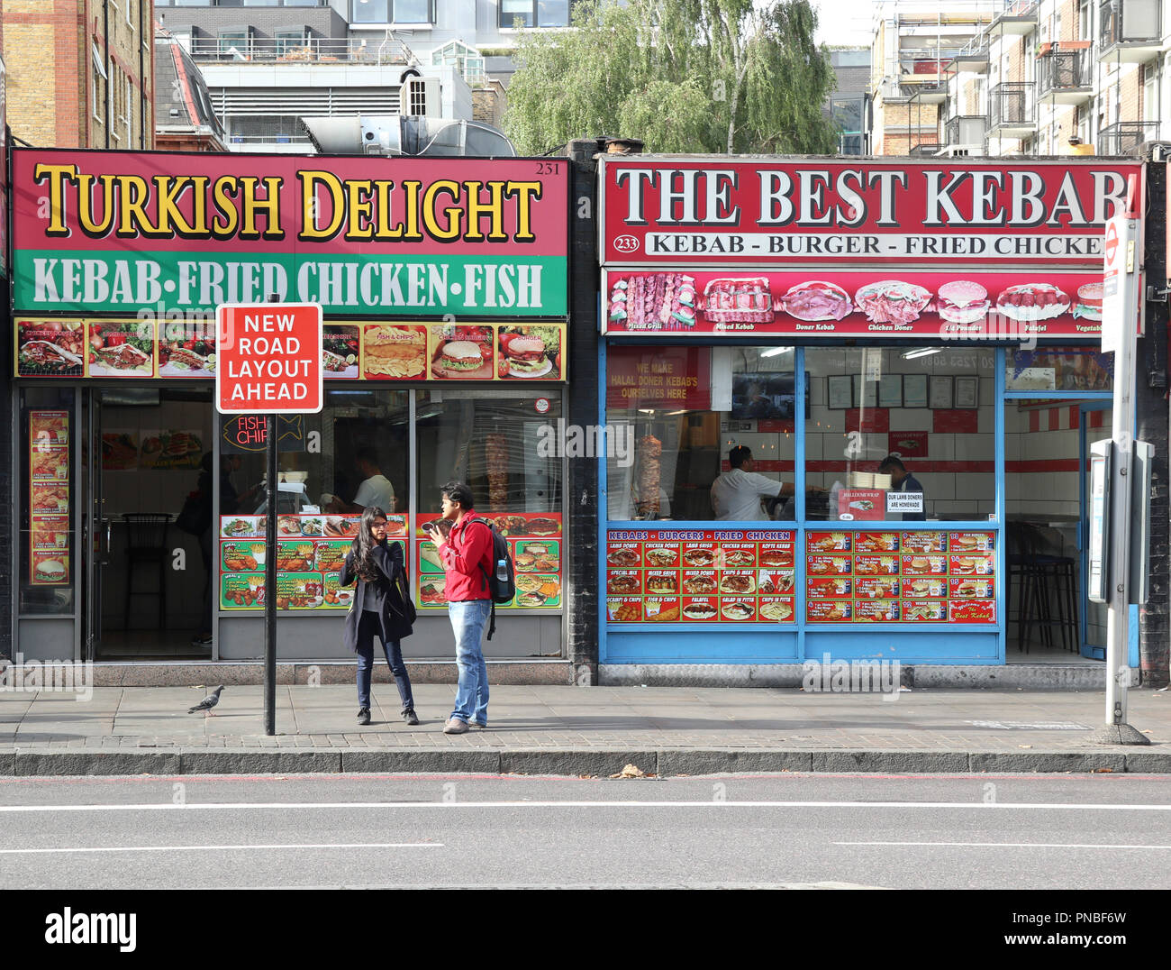Turkish Delight und die beste Kebab Fast Food Restaurants, Old Street, Shoreditch, London, England, Großbritannien Stockfoto