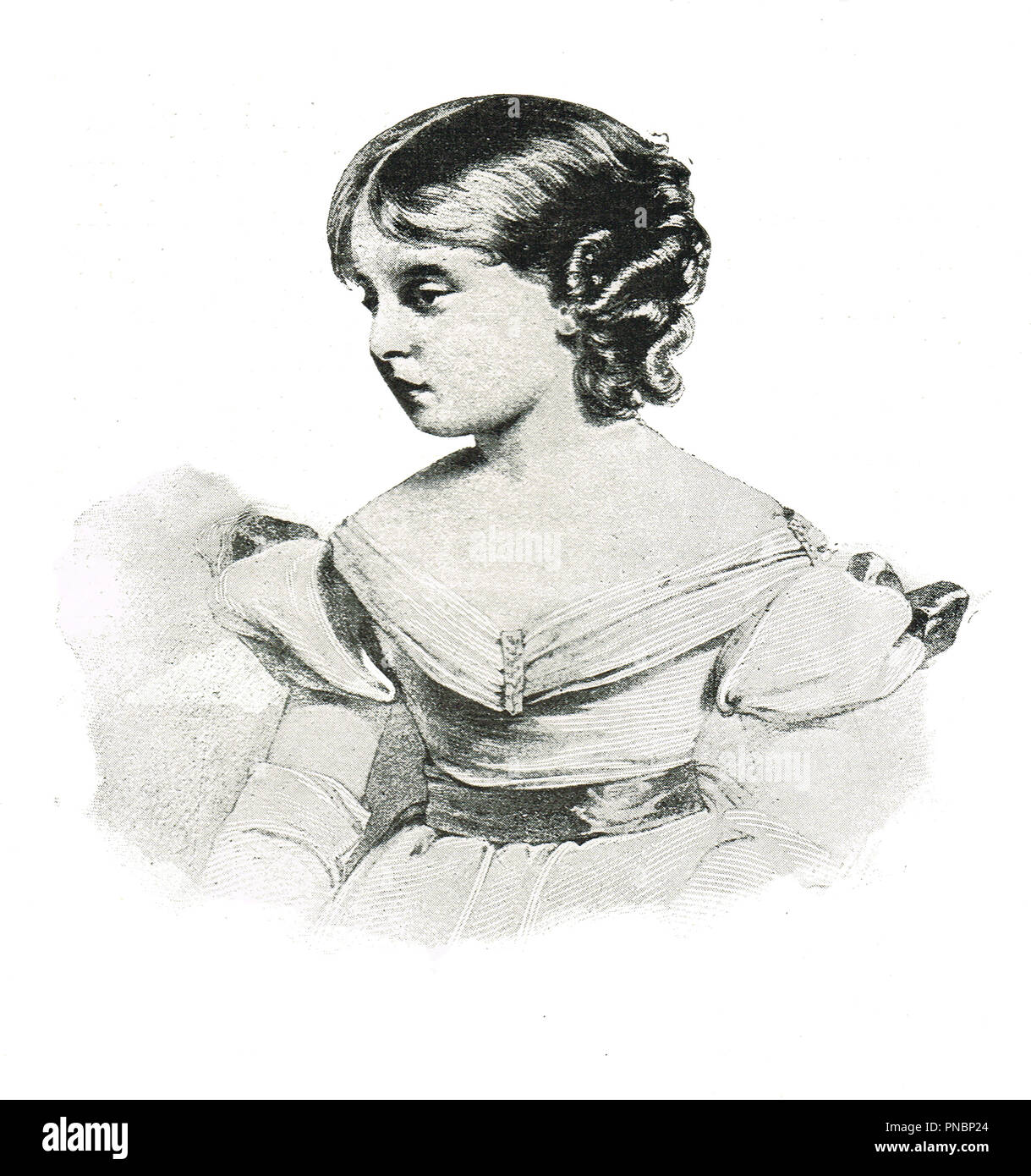 Prinzessin Victoria im Alter von 10, zukünftige Königin Victoria als Kind. Später Königin des Vereinigten Königreichs von Großbritannien und Irland, Kaiserin von Indien Stockfoto