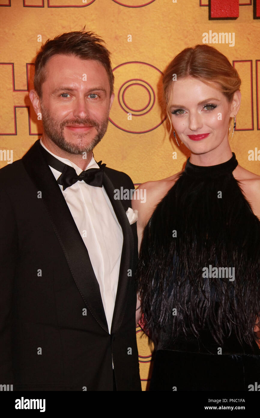 Chris Hardwick, Lydia Hearst 09/17/2017 Die 69. jährlichen Primetime Emmy Awards HBO nach Partei im Pacific Design Center in West Hollywood, CA Foto von Izumi Hasegawa/HNW/PictureLux gehalten Stockfoto