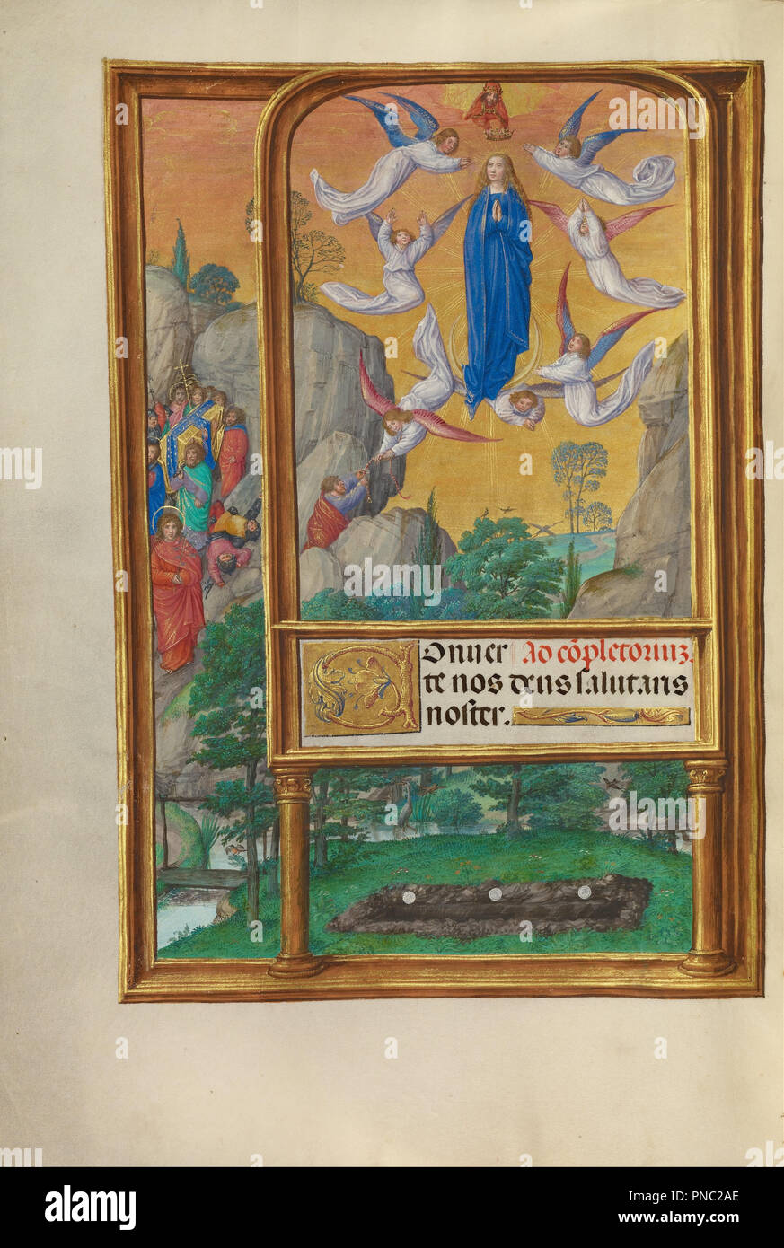 Die Himmelfahrt der Jungfrau. Datum/Zeit: Ca. 1510 - 1520. Folio. Tempera Farben, Gold und Tusche auf Pergament. Höhe: 232 mm (9.13 in); Breite: 167 mm (6.57 in). Autor: Master von James IV. von Schottland. Stockfoto